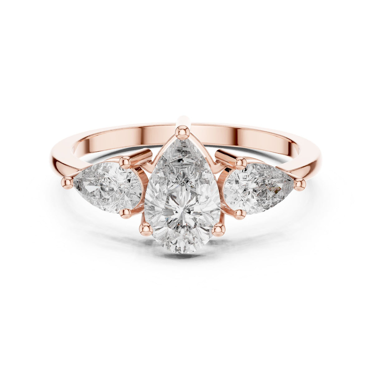 Pear Three Stone Lab Grown Diamond Engagement Ring