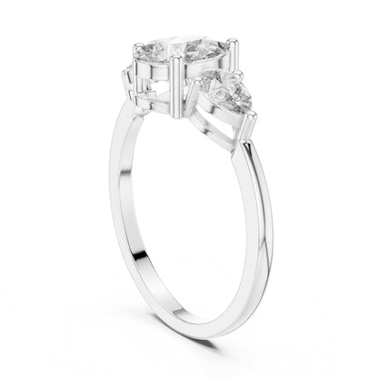 Pear Three Stone Lab Grown Diamond Engagement Ring