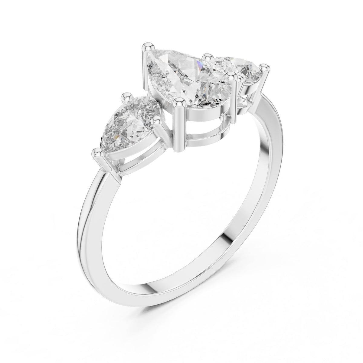 Pear Three Stone Lab Grown Diamond Engagement Ring