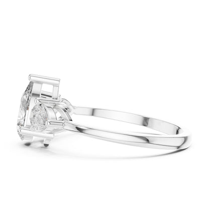 Pear Three Stone Lab Grown Diamond Engagement Ring