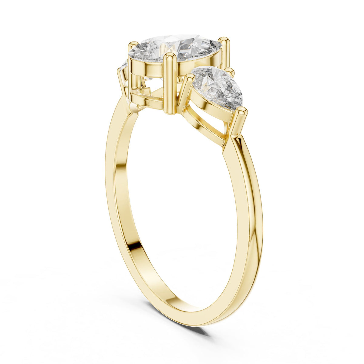 Pear Three Stone Lab Grown Diamond Engagement Ring
