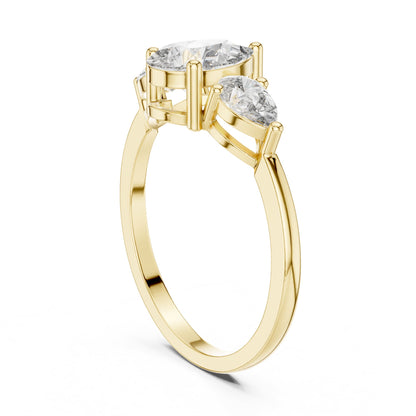 Pear Three Stone Lab Grown Diamond Engagement Ring
