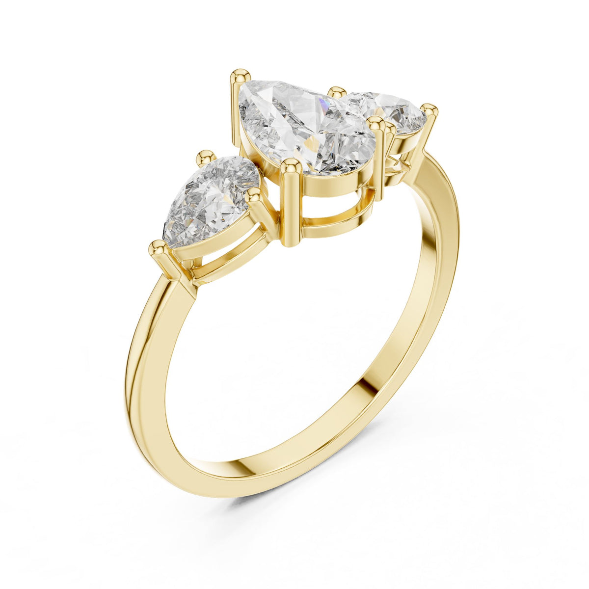 Pear Three Stone Lab Grown Diamond Engagement Ring