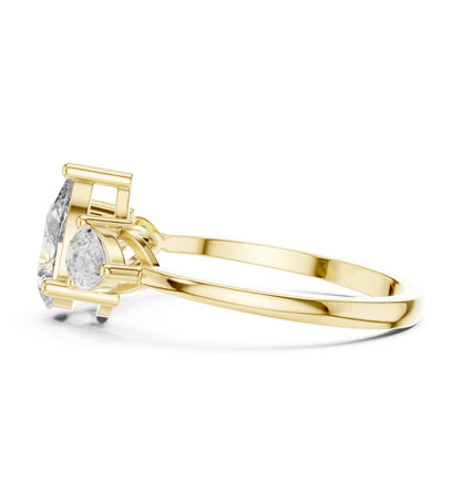 Pear Three Stone Lab Grown Diamond Engagement Ring