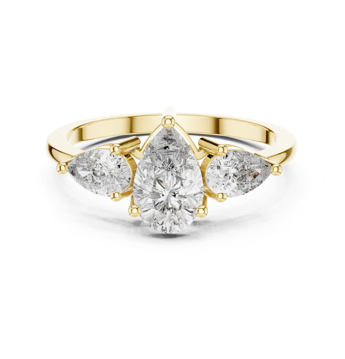 Pear Three Stone Lab Grown Diamond Engagement Ring