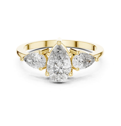Pear Three Stone Lab Grown Diamond Engagement Ring