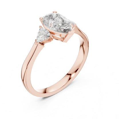 Pear Three Stone Lab Grown Diamond Engagement Ring