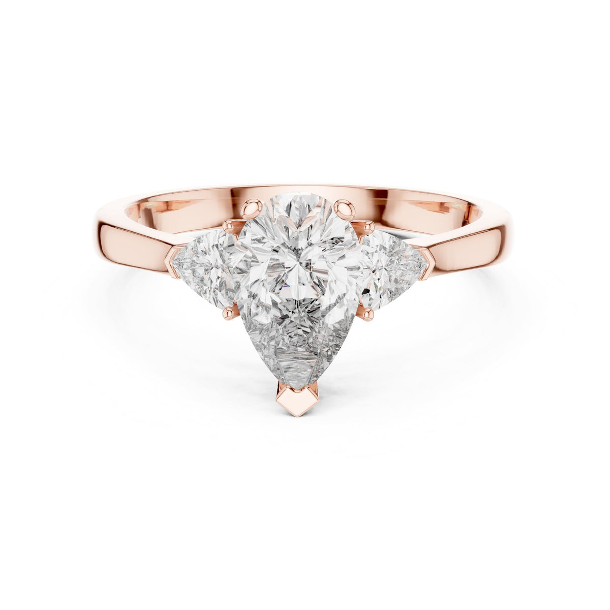 Pear Three Stone Lab Grown Diamond Engagement Ring