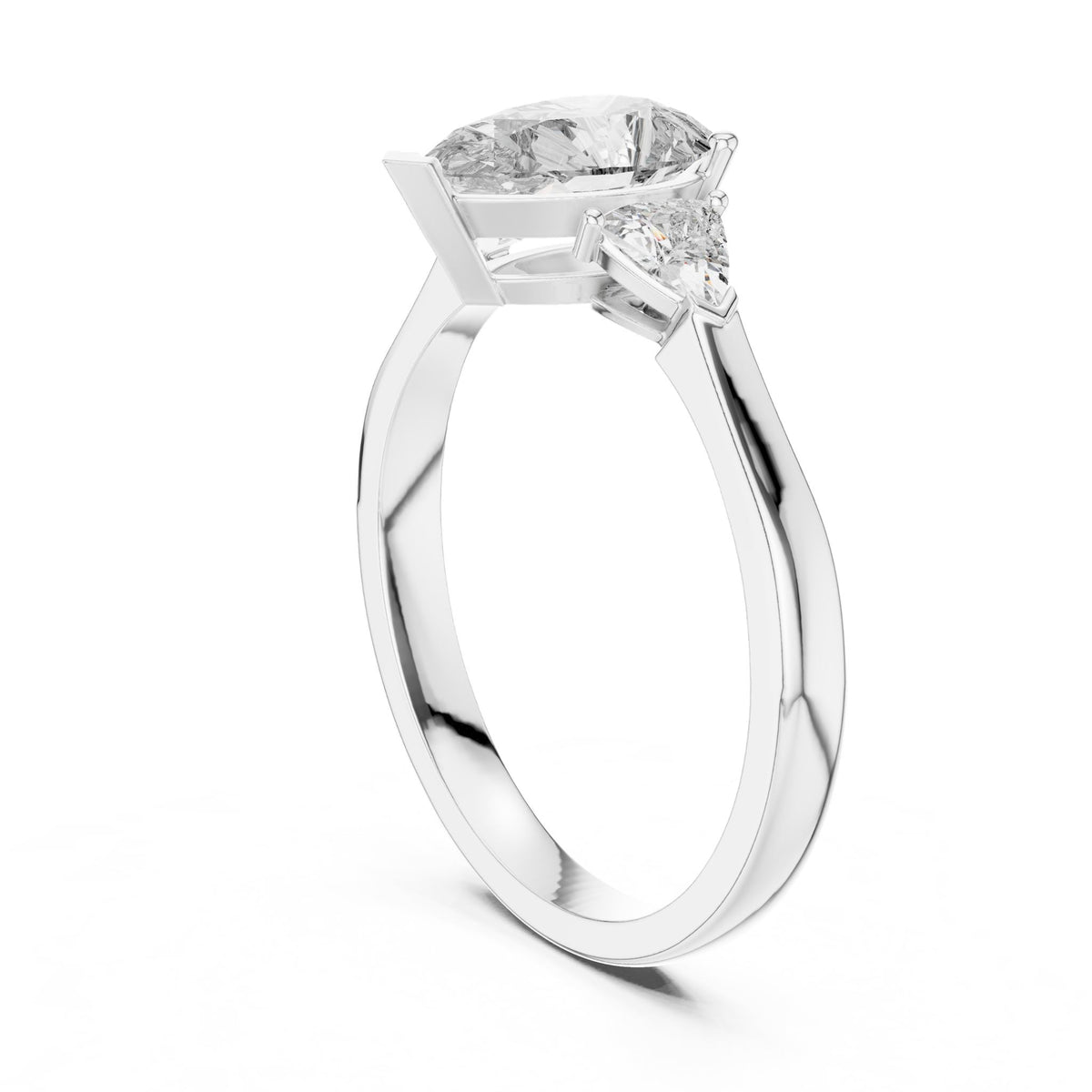 Pear Three Stone Lab Grown Diamond Engagement Ring