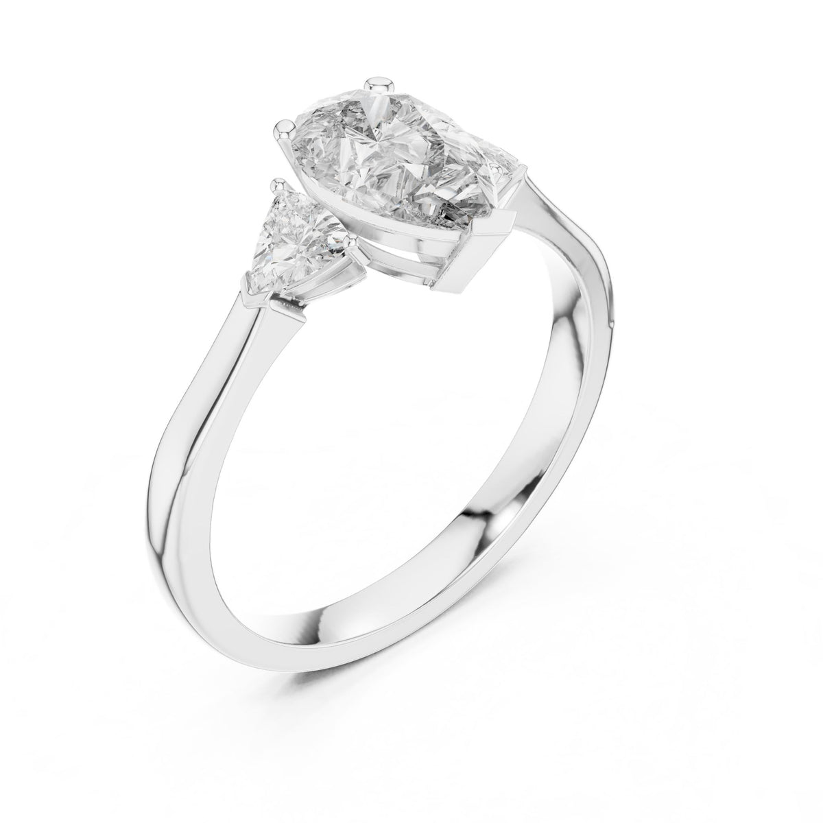 Pear Three Stone Lab Grown Diamond Engagement Ring