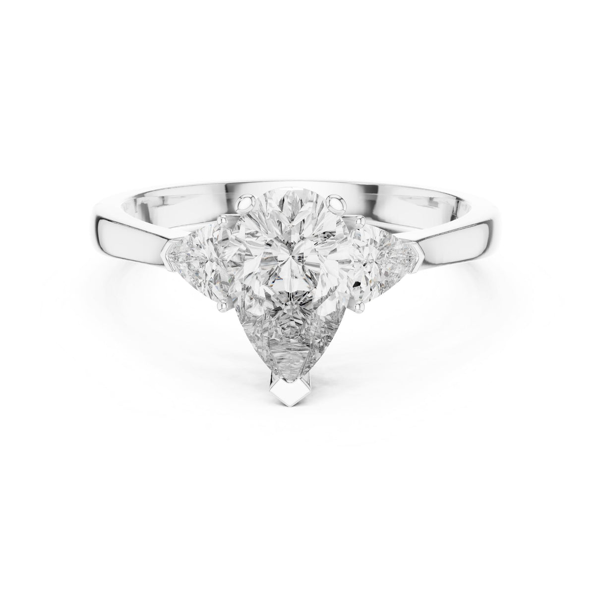 Pear Three Stone Lab Grown Diamond Engagement Ring