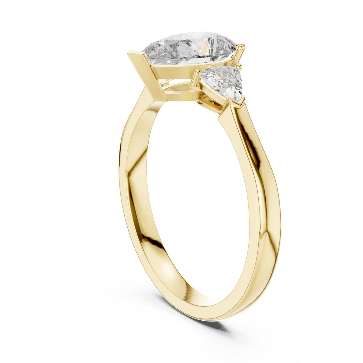 Pear Three Stone Lab Grown Diamond Engagement Ring