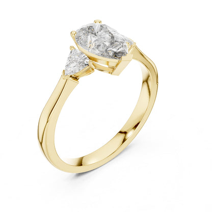 Pear Three Stone Lab Grown Diamond Engagement Ring