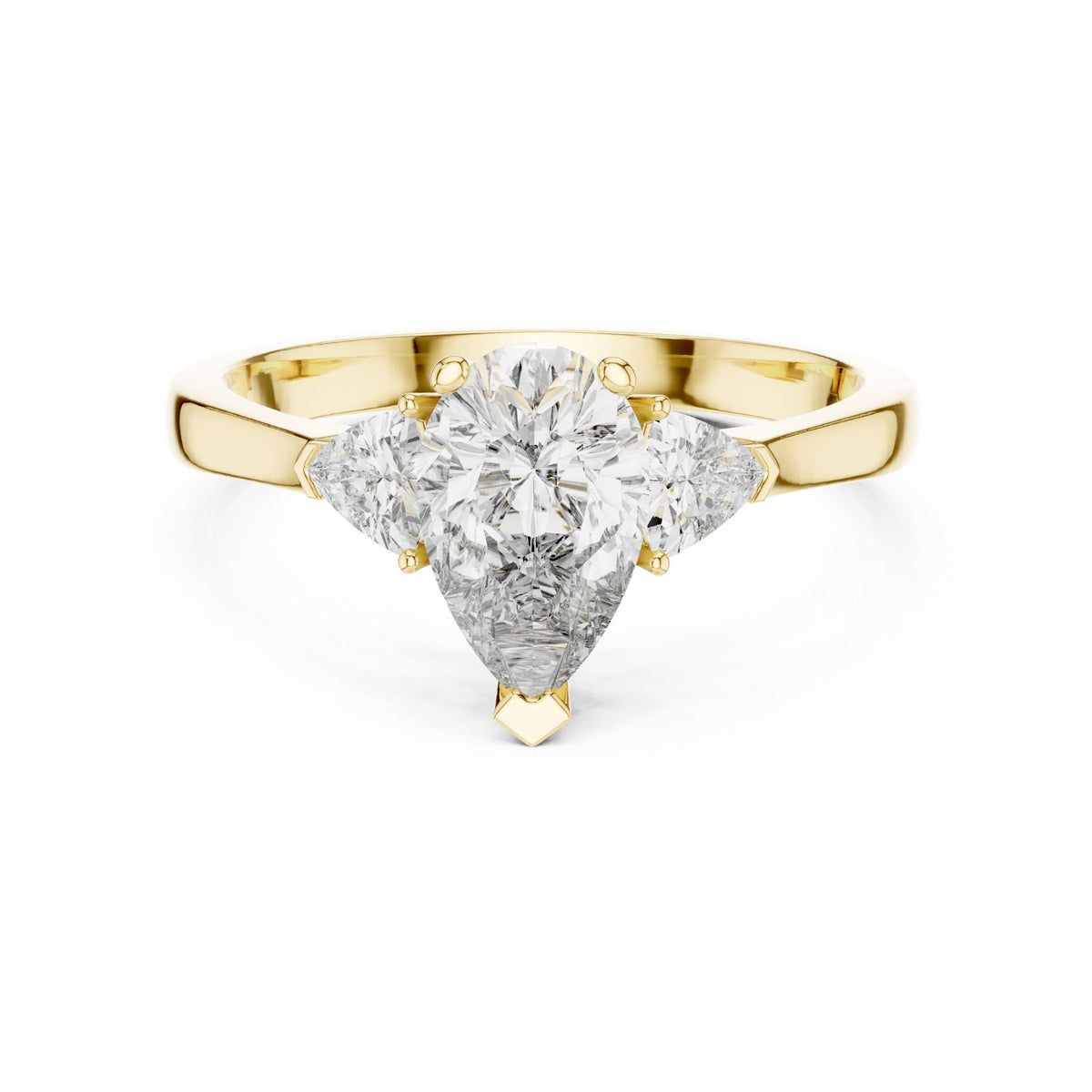 Pear Three Stone Lab Grown Diamond Engagement Ring