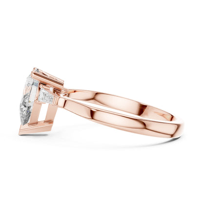 Pear Three Stone Lab Grown Diamond Engagement Ring