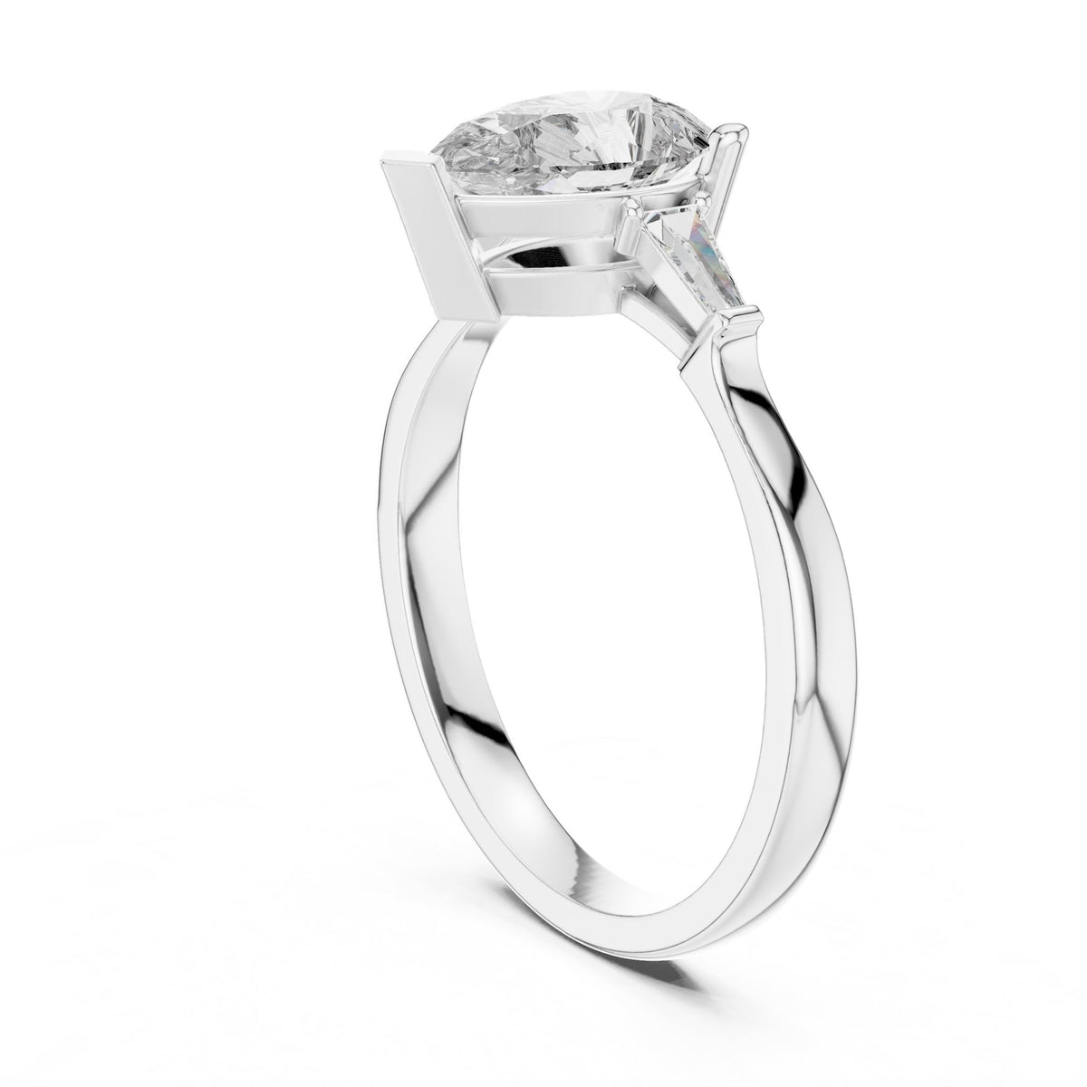 Pear Three Stone Lab Grown Diamond Engagement Ring