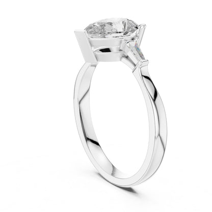 Pear Three Stone Lab Grown Diamond Engagement Ring