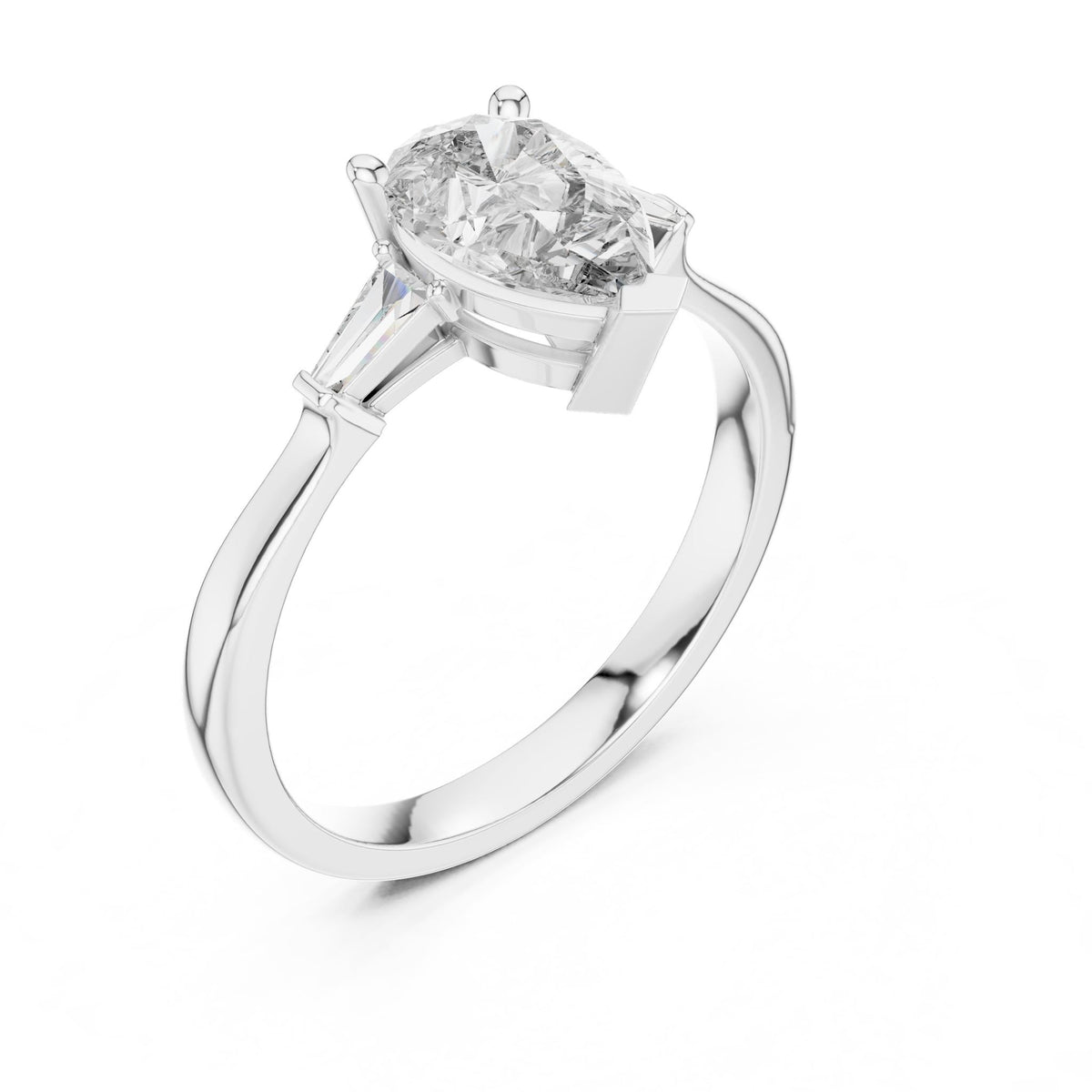 Pear Three Stone Lab Grown Diamond Engagement Ring