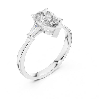 Pear Three Stone Lab Grown Diamond Engagement Ring