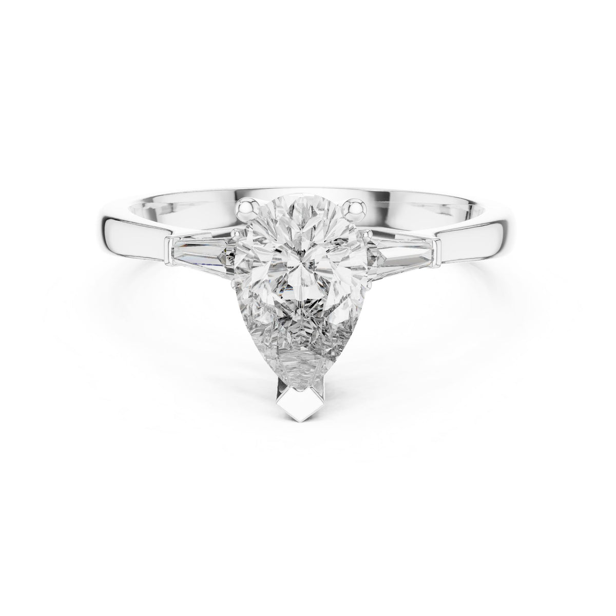 Pear Three Stone Lab Grown Diamond Engagement Ring
