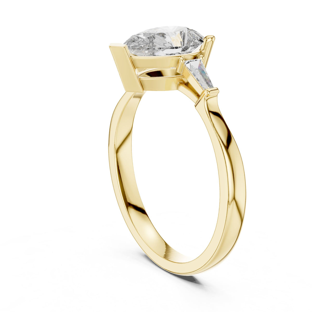 Pear Three Stone Lab Grown Diamond Engagement Ring