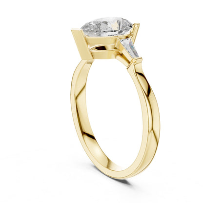 Pear Three Stone Lab Grown Diamond Engagement Ring