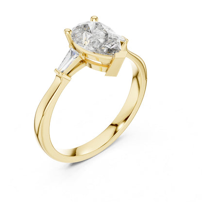 Pear Three Stone Lab Grown Diamond Engagement Ring