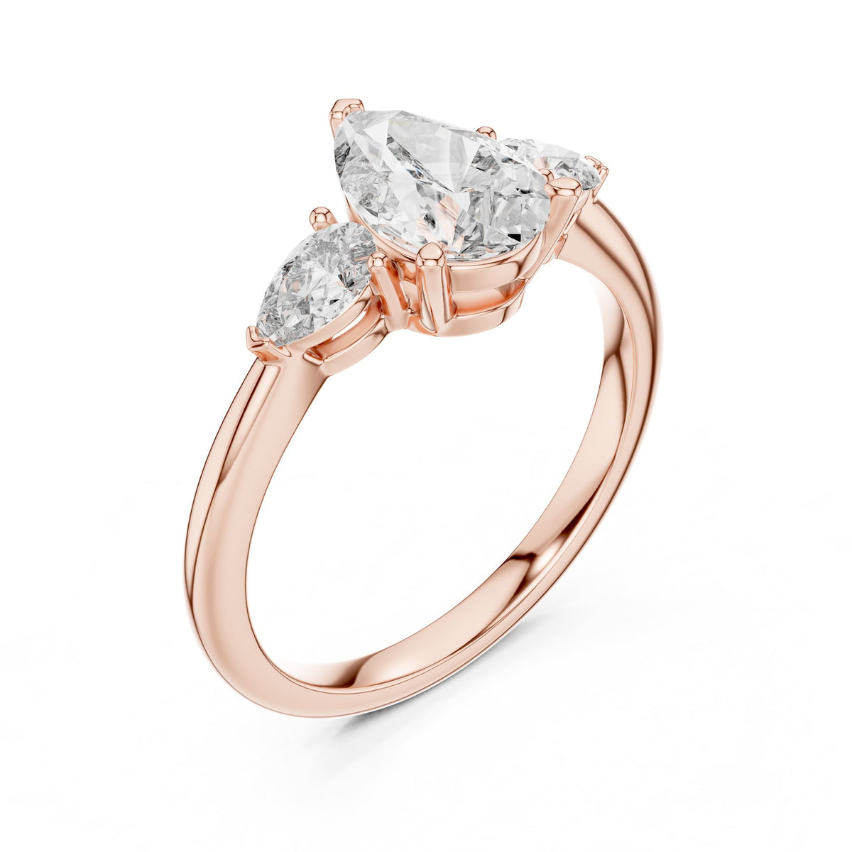 Pear Three Stone Lab Grown Diamond Engagement Ring