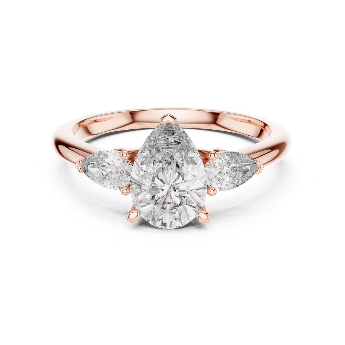 Pear Three Stone Lab Grown Diamond Engagement Ring