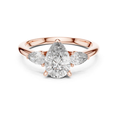 Pear Three Stone Lab Grown Diamond Engagement Ring