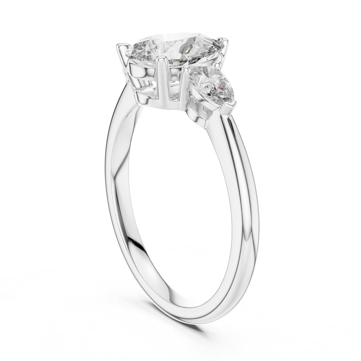 Pear Three Stone Lab Grown Diamond Engagement Ring