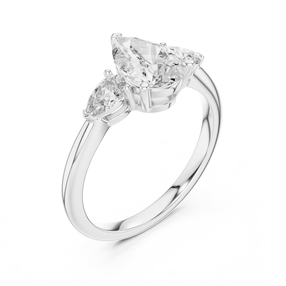 Pear Three Stone Lab Grown Diamond Engagement Ring