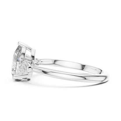 Pear Three Stone Lab Grown Diamond Engagement Ring