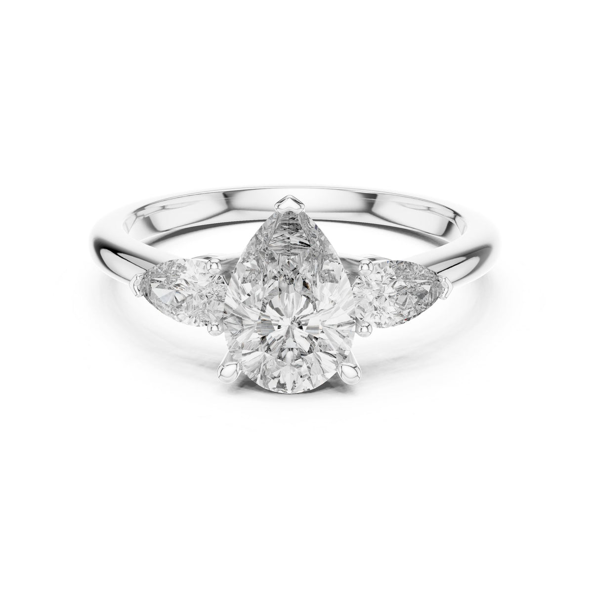 Pear Three Stone Lab Grown Diamond Engagement Ring