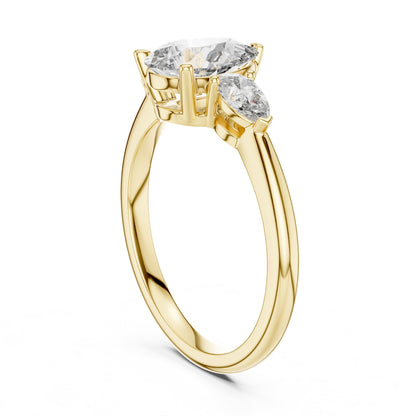 Pear Three Stone Lab Grown Diamond Engagement Ring