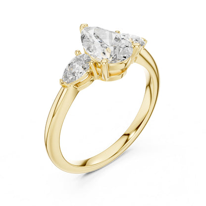 Pear Three Stone Lab Grown Diamond Engagement Ring