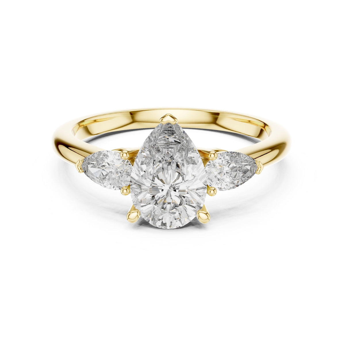 Pear Three Stone Lab Grown Diamond Engagement Ring