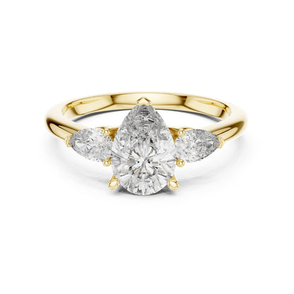 Pear Three Stone Lab Grown Diamond Engagement Ring