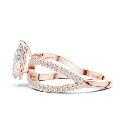 Pear Twist Lab Grown Diamond Engagement Ring