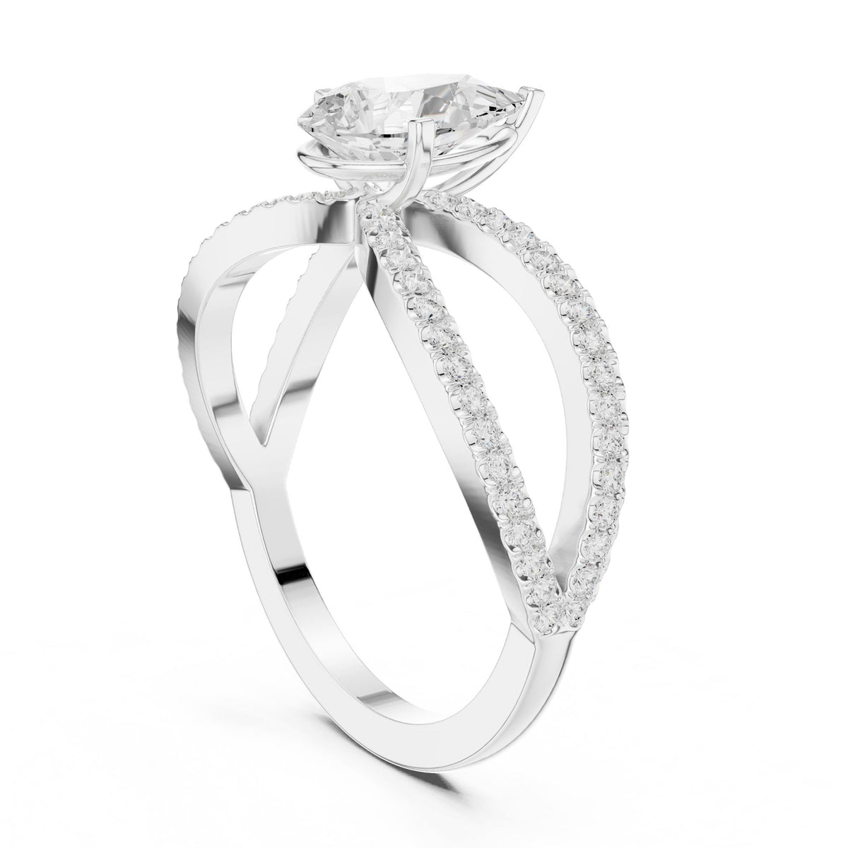 Pear Twist Lab Grown Diamond Engagement Ring