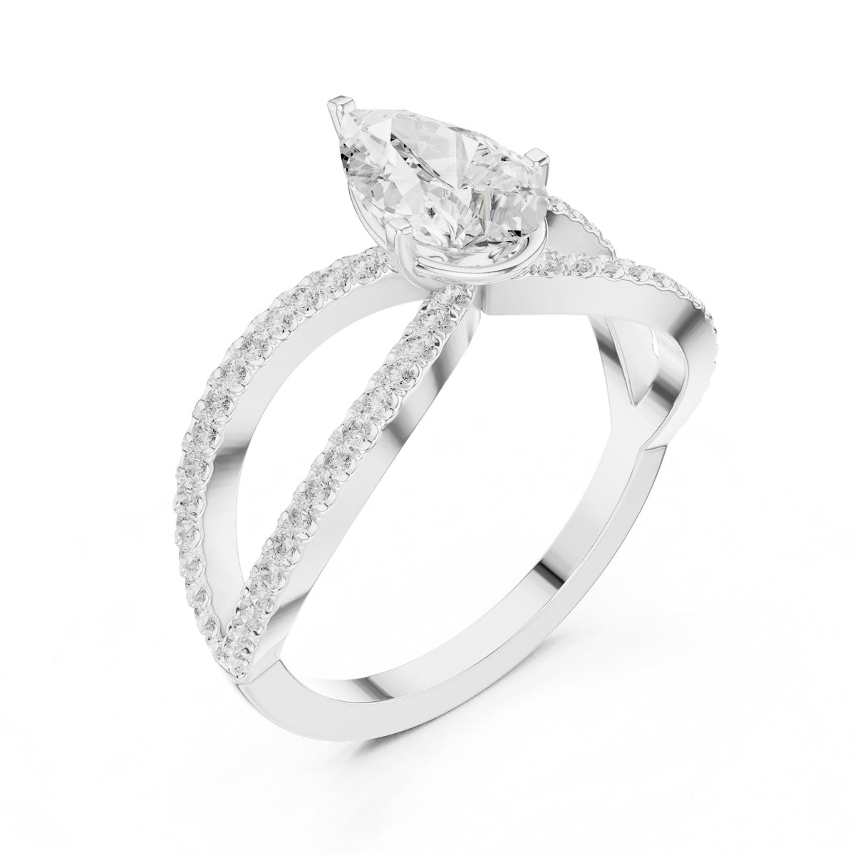 Pear Twist Lab Grown Diamond Engagement Ring