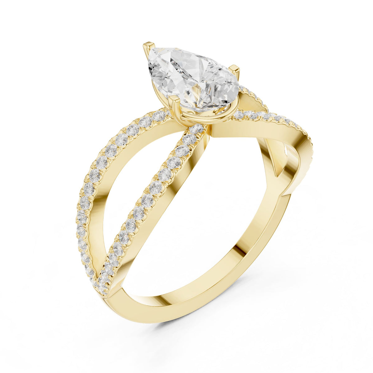 Pear Twist Lab Grown Diamond Engagement Ring