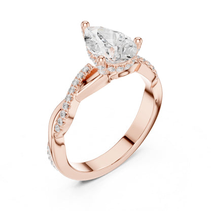 Pear Twist Lab Grown Diamond Engagement Ring