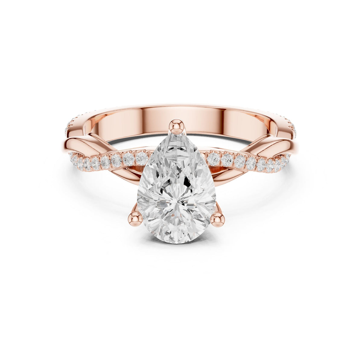 Pear Twist Lab Grown Diamond Engagement Ring