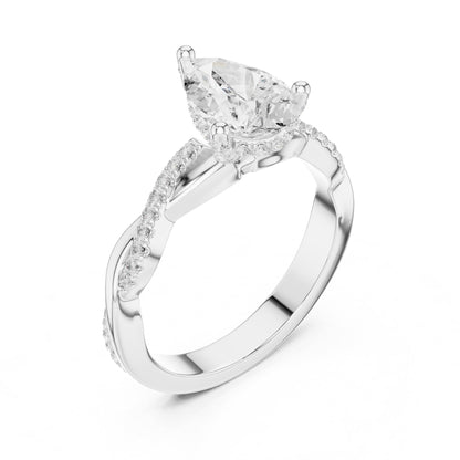 Pear Twist Lab Grown Diamond Engagement Ring