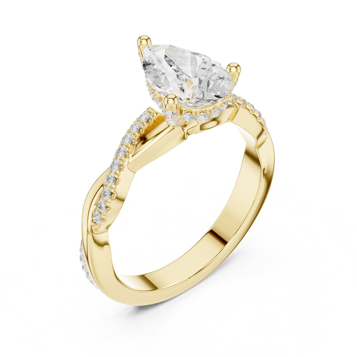 Pear Twist Lab Grown Diamond Engagement Ring