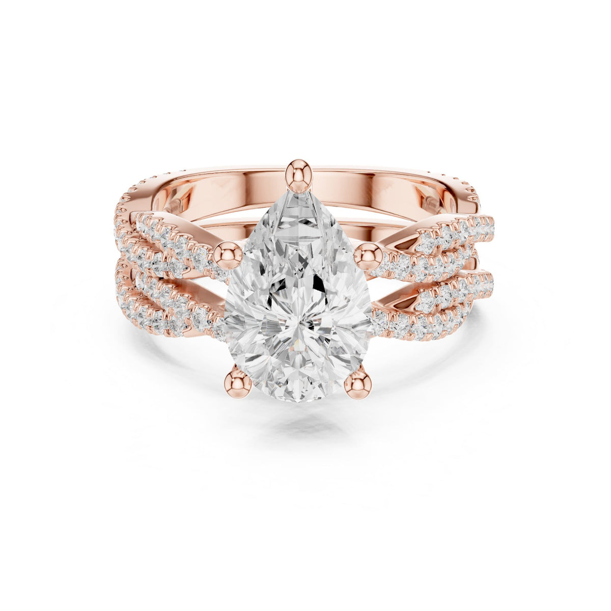 Pear Twist Lab Grown Diamond Engagement Ring