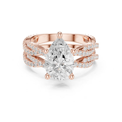 Pear Twist Lab Grown Diamond Engagement Ring