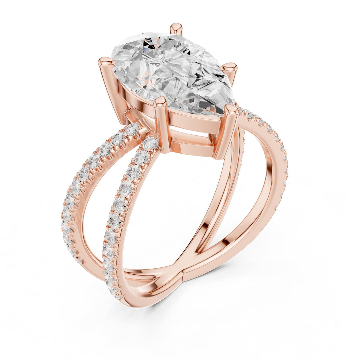 Pear Twist Lab Grown Diamond Engagement Ring