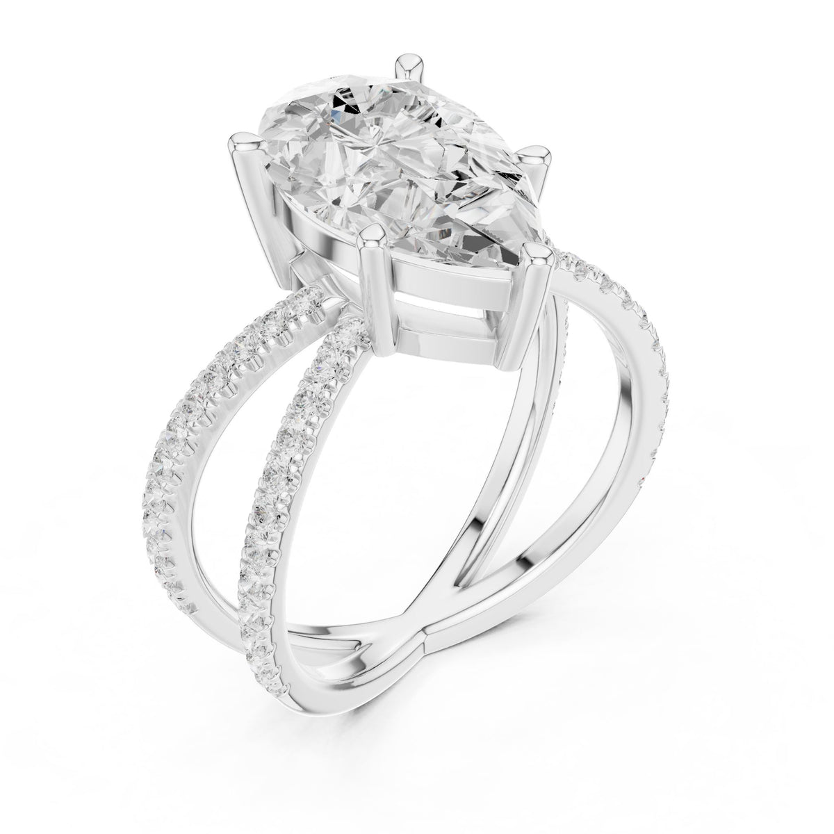 Pear Twist Lab Grown Diamond Engagement Ring